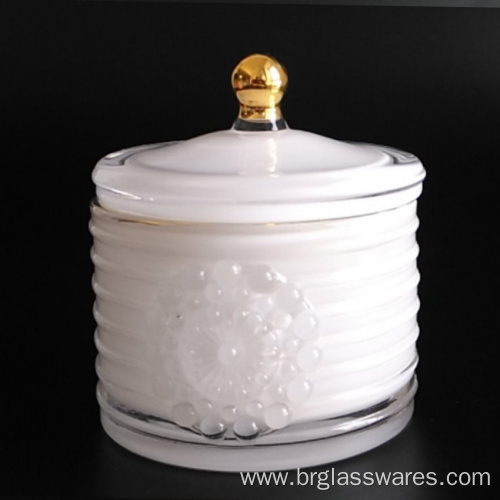 Gold knob and edge cylinder glass jar for wax